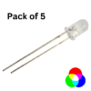 Image of a 2 Pin RGB LED 5mm Auto Flashing, showcasing its size and the two pin configuration.