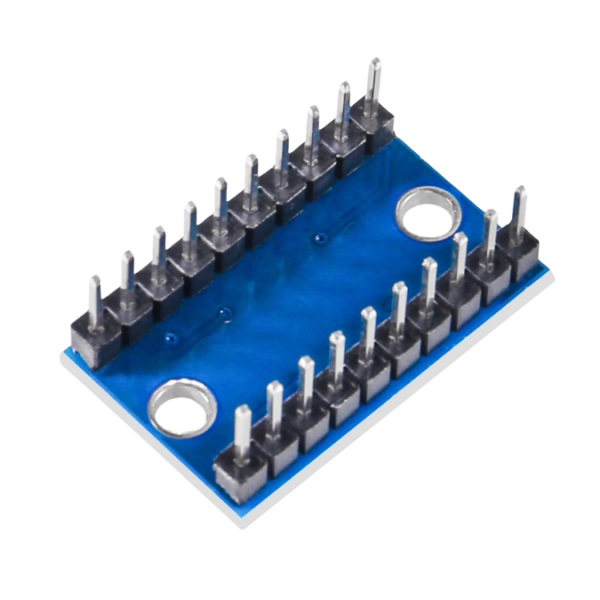 Image of TXS0108E High Speed Full Duplex 8 Channel Logic Level Converter board with blue PCB.