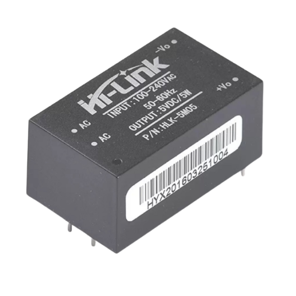 Hi-Link HLK 5M05 Switch Power Supply Module on a plain background showcasing its compact design.