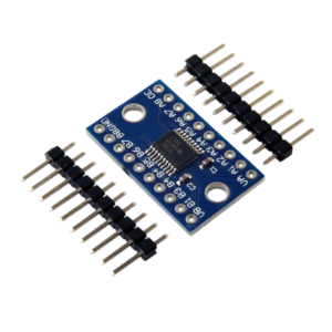 Image of TXS0108E High Speed Full Duplex 8 Channel Logic Level Converter board with blue PCB.