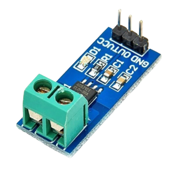 Image of ACS712 30A Range Current Sensor Module, highlighting its compact design and terminal connectors.