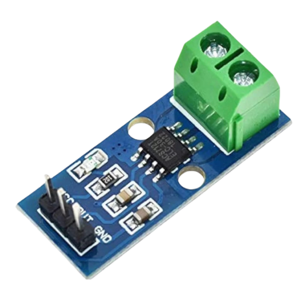 Image of ACS712 30A Range Current Sensor Module, highlighting its compact design and terminal connectors.