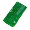SMT8N25 ESP32 8-Channel Home-Automation PCB, top view with USB-C port, eight relays, JST sensor headers, and screw terminals