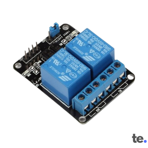 5V Two Channel Relay Module with optocoupler isolation and screw terminals for AC/DC load switching